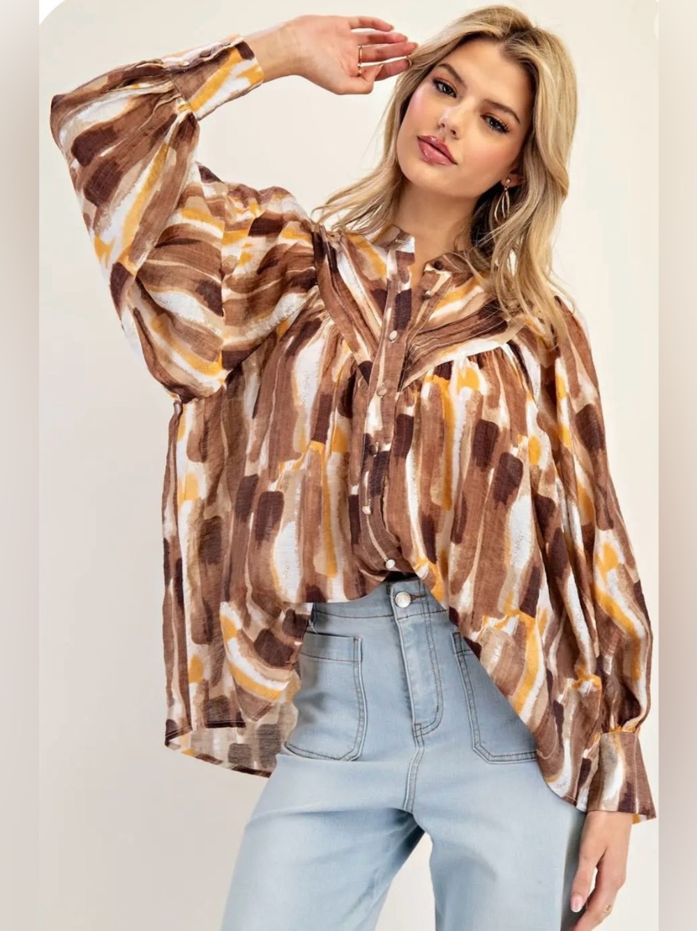 Toasted Coconut Abstract Blouse